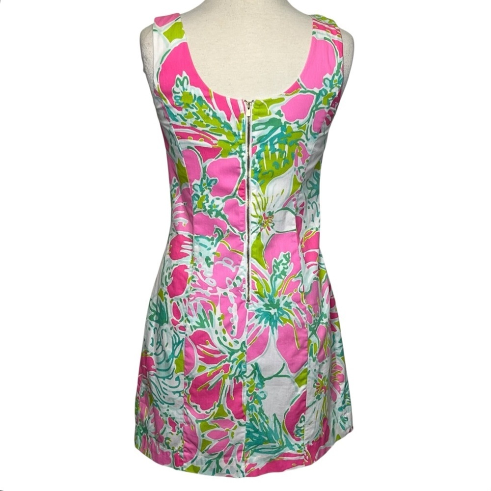 Lilly Pulitzer Cathy Shift Dress Dont Give A Cluck Cotton Resort Pink Green Sz 6 - Picture 6 of 11